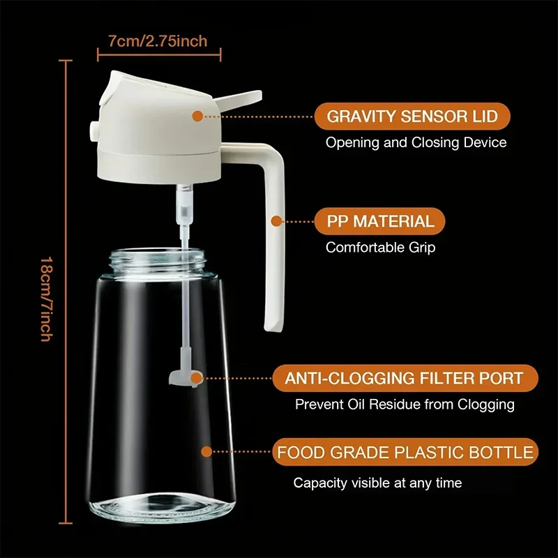 2-in-1 Oil Spray & Pour Bottle | 500ml Food-Grade Sprayer