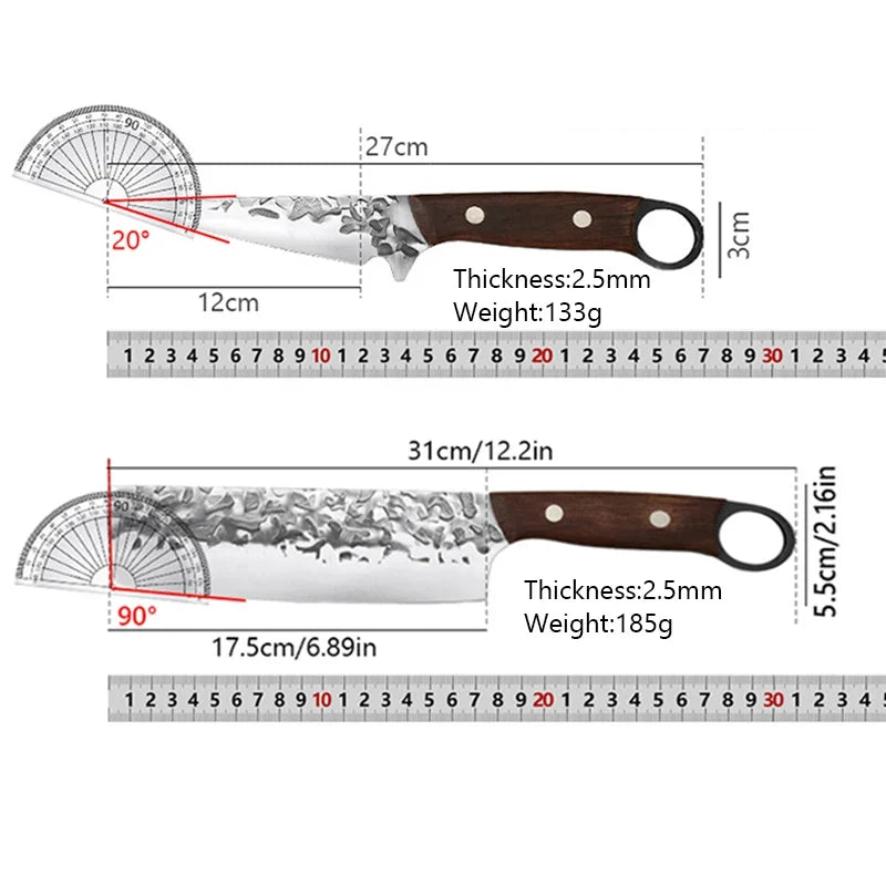 Forged Stainless Steel Cleaver & Nakiri Knife Set – Wood Handle