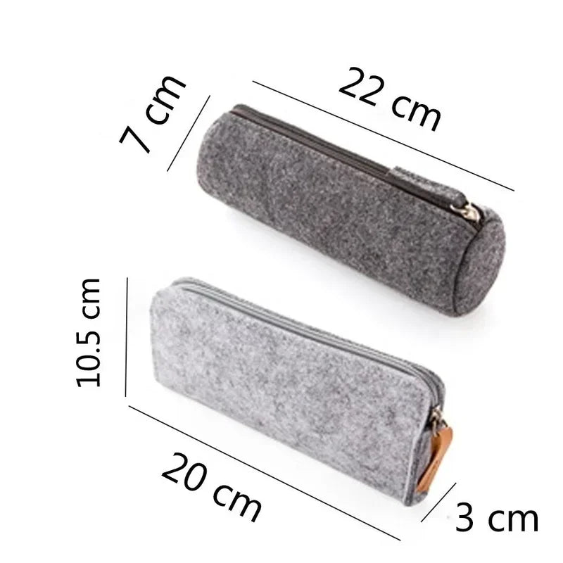 Retro Felt Pencil Pen Case Pouch Zipper Bag Portable Purse School
