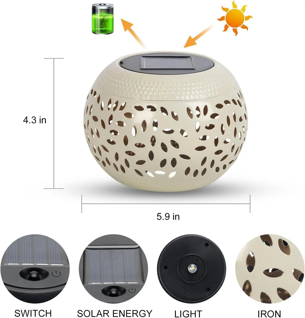 Iron Solar Lantern Outdoor – Weatherproof Garden & Patio Light