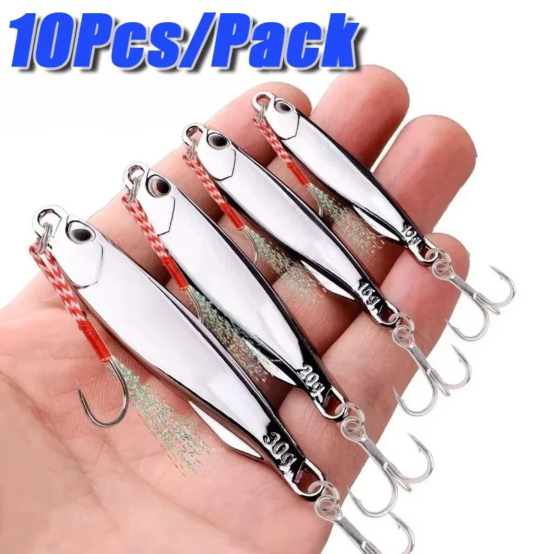 2026 Metal Jig Lures 20 30 Plating Silvery Bait Durable Saltwater Sea