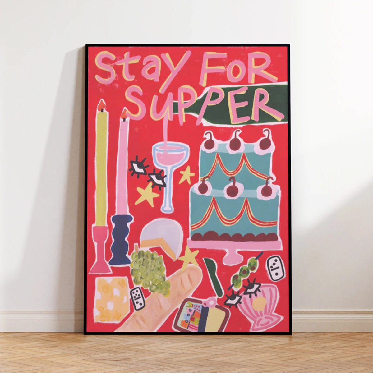 "Stay For Supper" Quote Canvas Wall Art Print | Home Decor