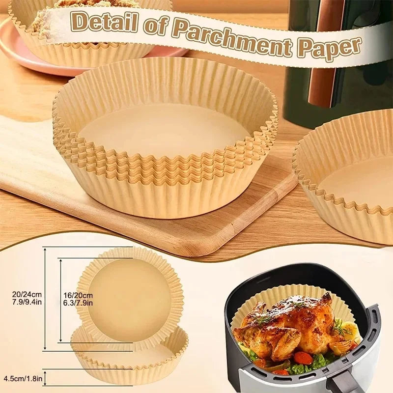Air Fryer Parchment Paper Liners 30/50 Pcs | Non-Stick Baking Mats