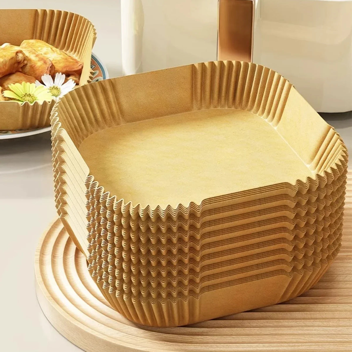 Square Disposable Air Fryer Liners Kitchen Food Tray Oil Paper Party