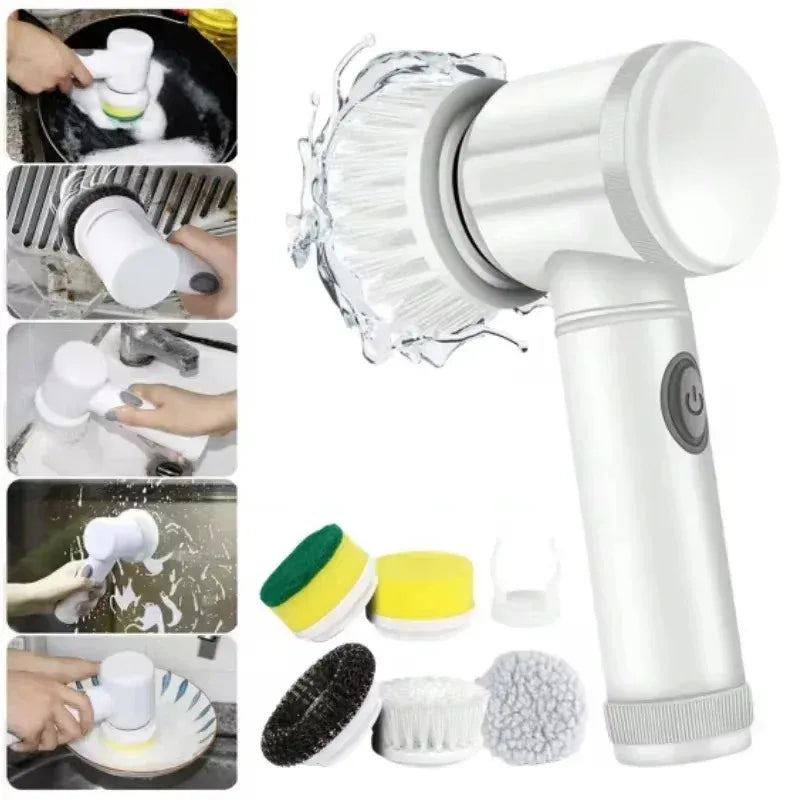 5-in-1 Electric Spin Scrubber with 5 Heads | Bathroom Cleaner