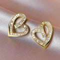 Huitan Heart Stud Earrings – Cubic Zirconia Bridal Jewelry