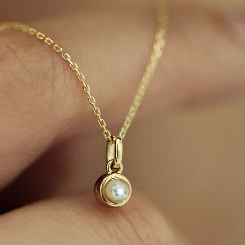 Huitan Gold Simulated Pearl Pendant Necklace – Bridal Wedding