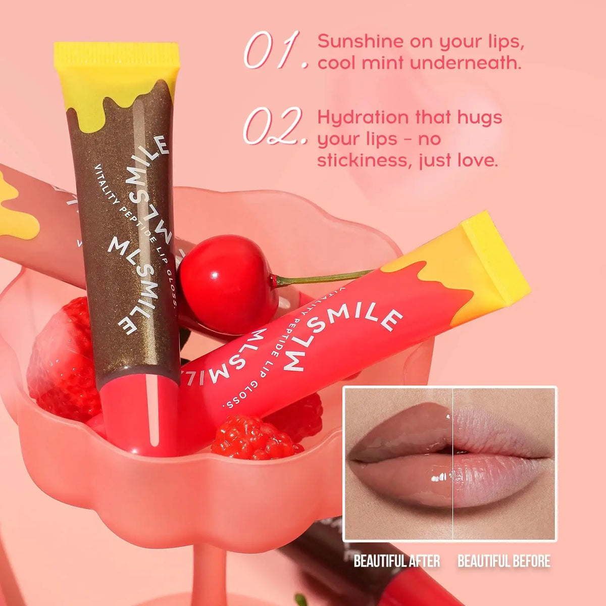 MLSMILE Peptide Lip Gloss – Plumping, Clear & Long-Lasting