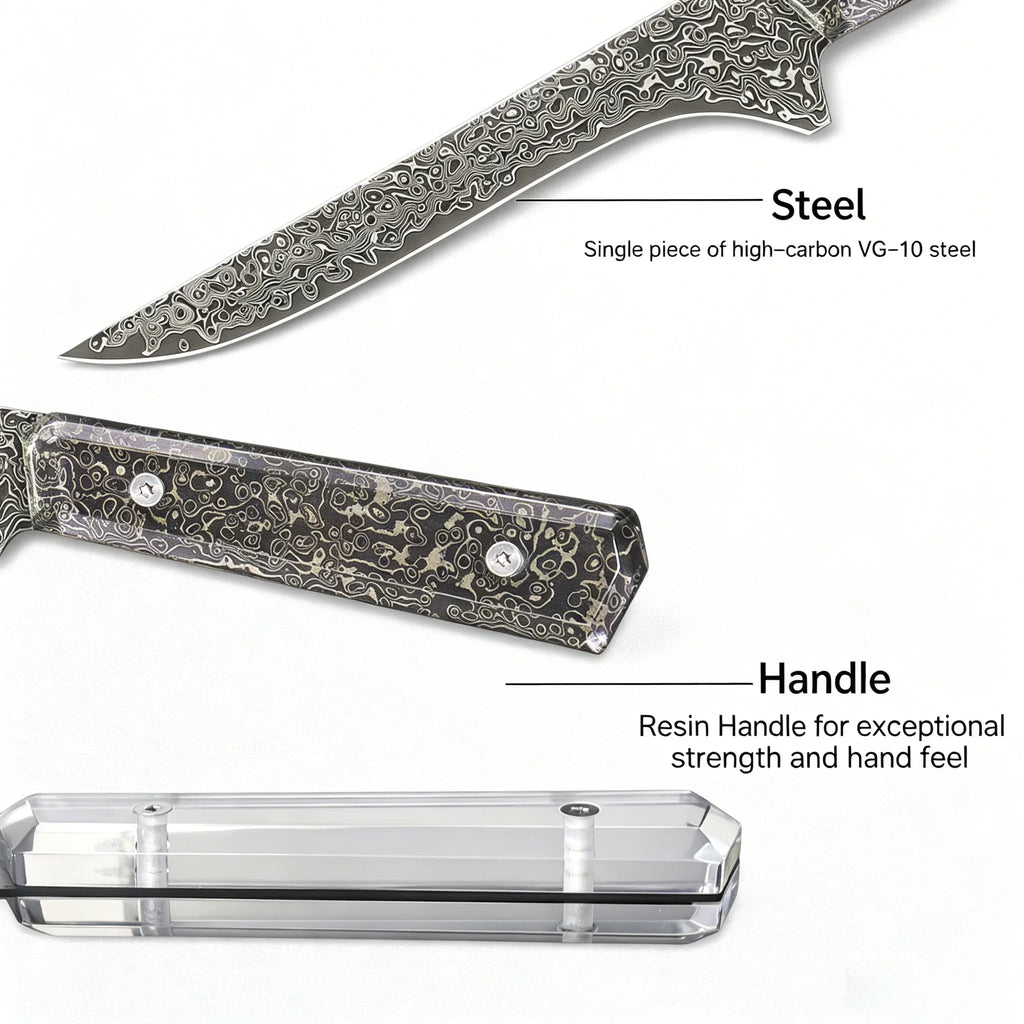 Damascus Steel Boning Knife – Chef's Slicing & Meat Cleaver
