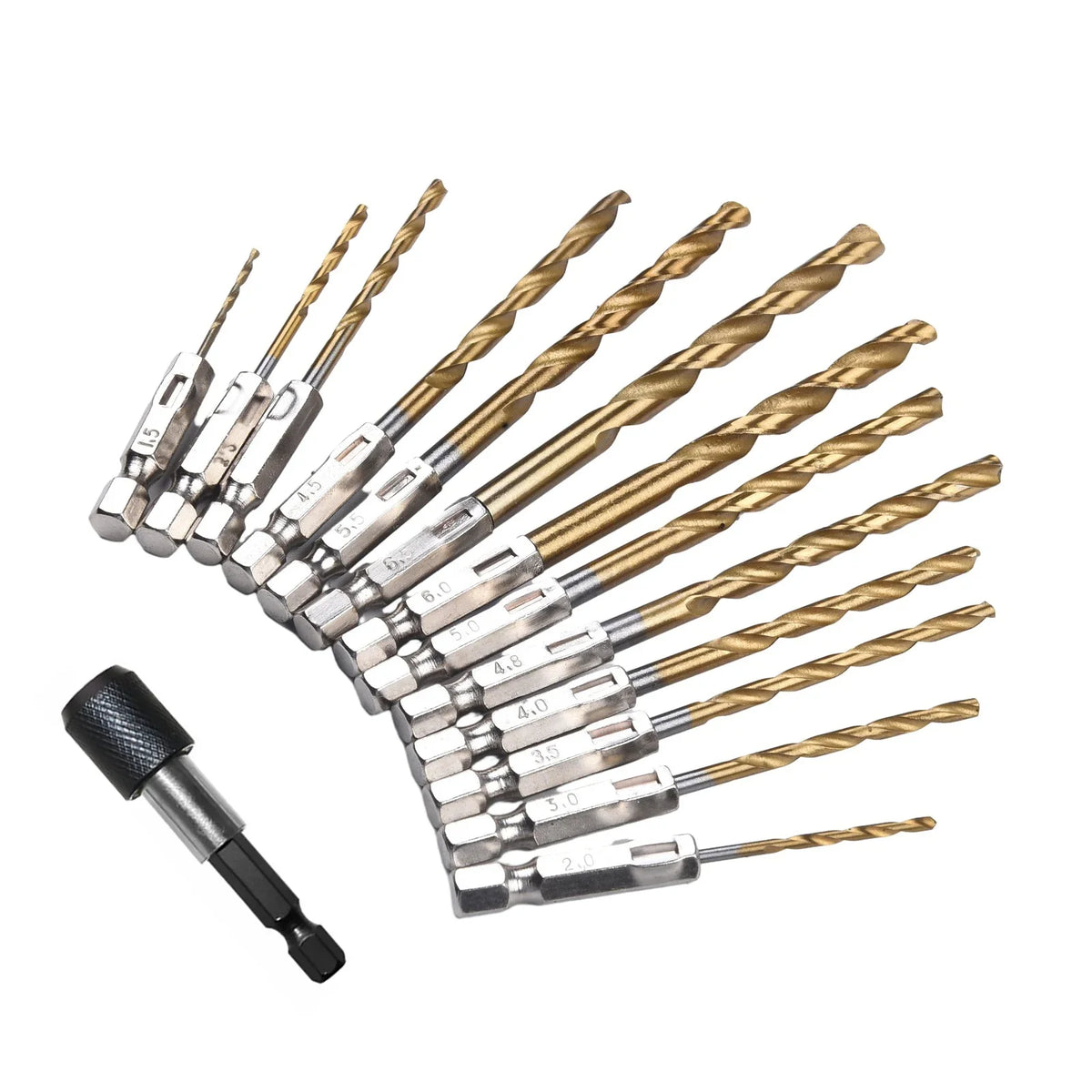 13-Piece HSS Twist Drill Bit Set 1.5–6.5mm | 1/4" Hex Shank