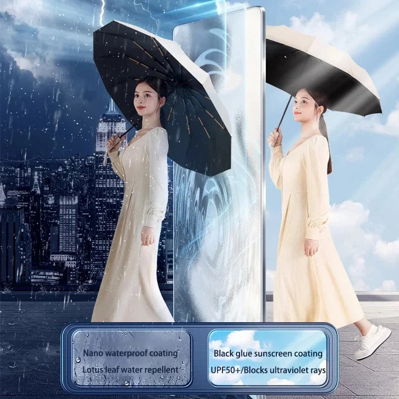 Windproof Waterproof Auto Travel Umbrella – UV & Rain Protection