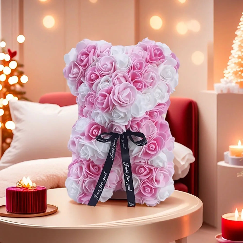 Artificial Rose Bear Flower Birthday Valentines Day Wedding Mothers
