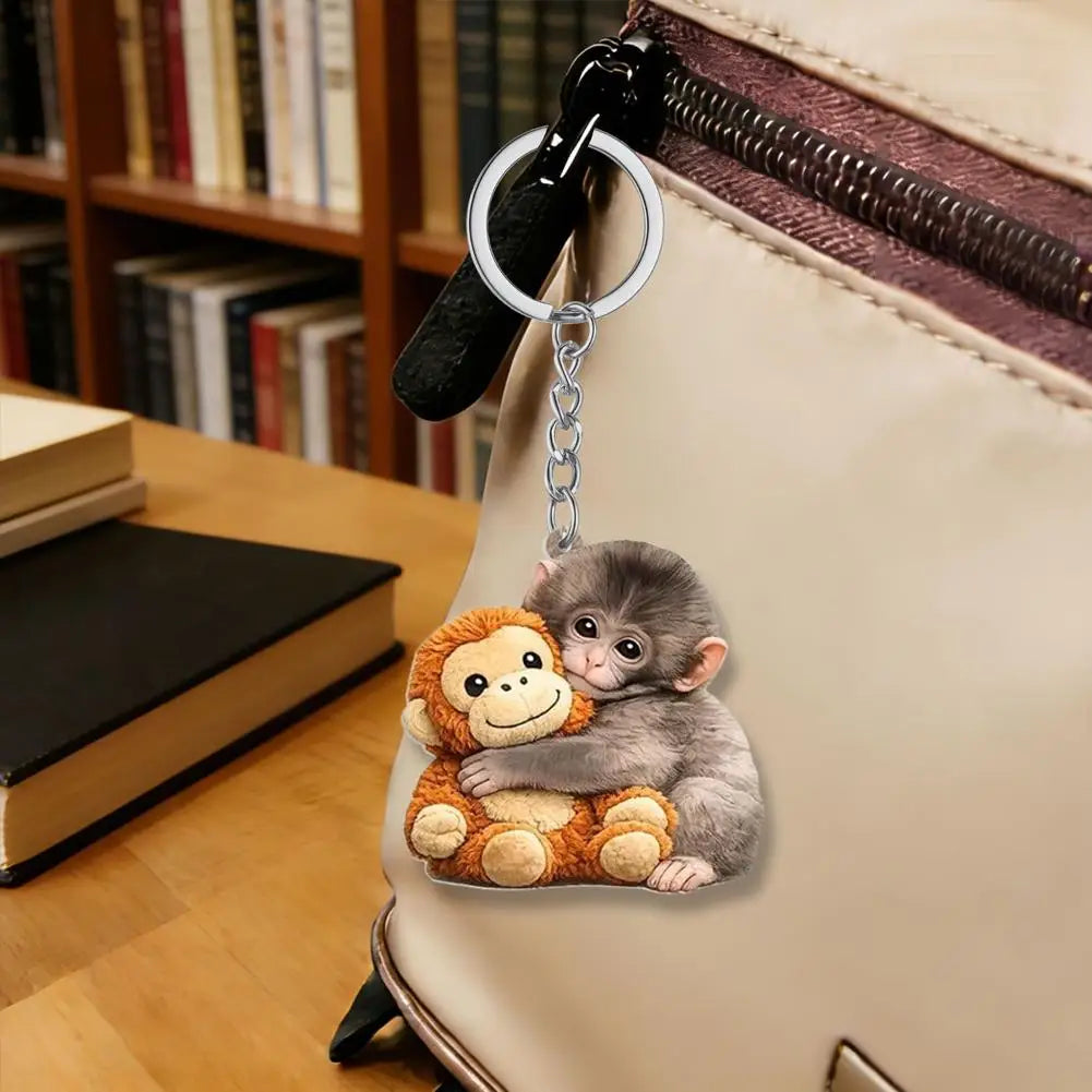 Punch Monkey Acrylic Keychain – Cute 2D Bag Charm Gift