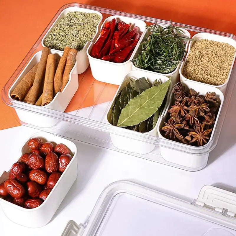 8-Compartment Leakproof Snack Container Tray with Lid & Handle