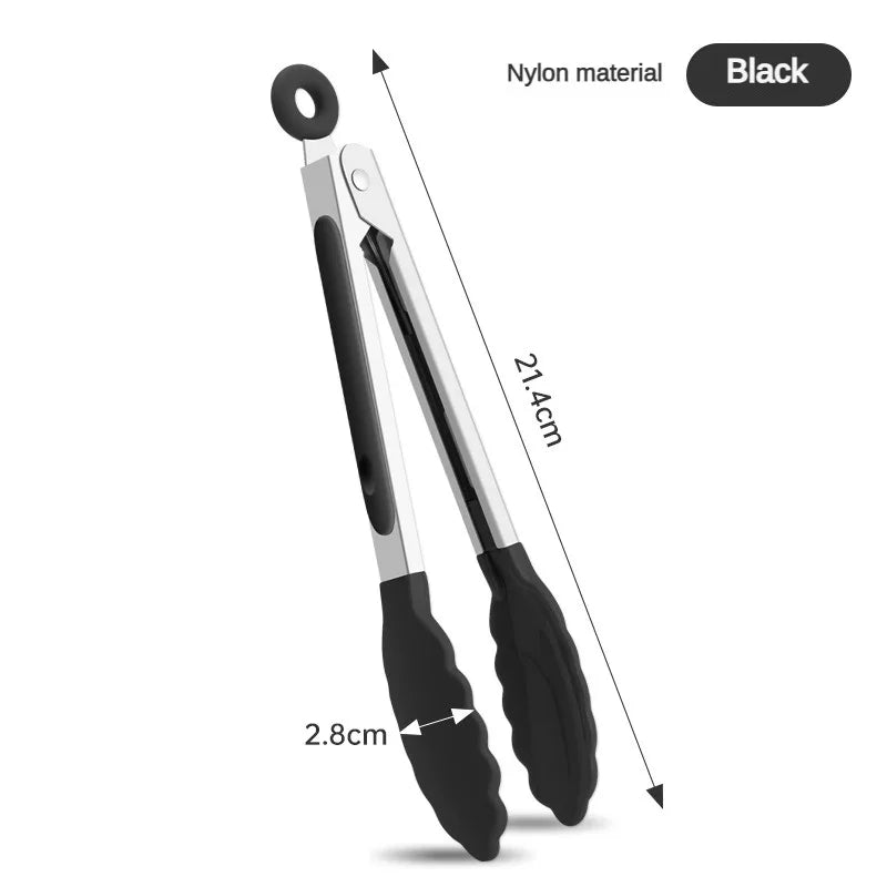 7-Inch Nylon Stainless Steel BBQ Food Clip | Kitchen Tongs