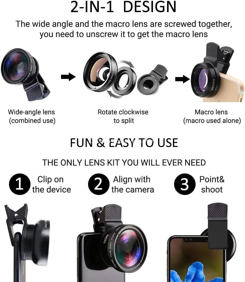 2-in-1 Phone Camera Lens Kit – Wide-Angle & Macro Clip-On