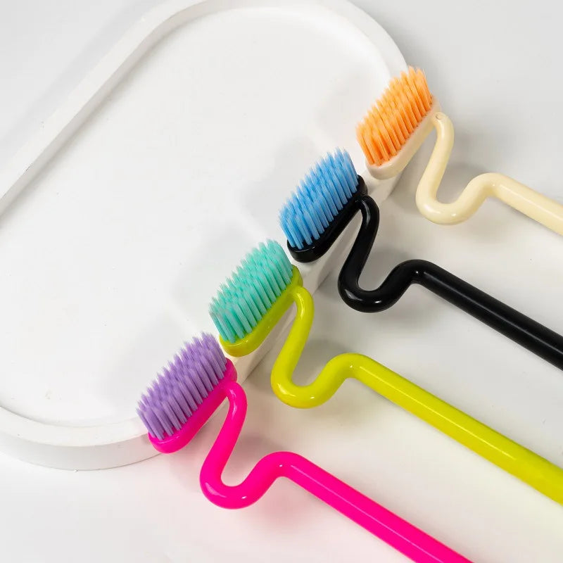 S-Shape Vertical Toothbrush Soft Bristle Adults 4 Pack
