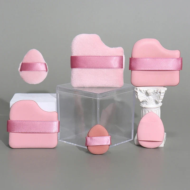 6-Piece Mini Powder Puff Set – Soft Flocking Air Cushion Makeup
