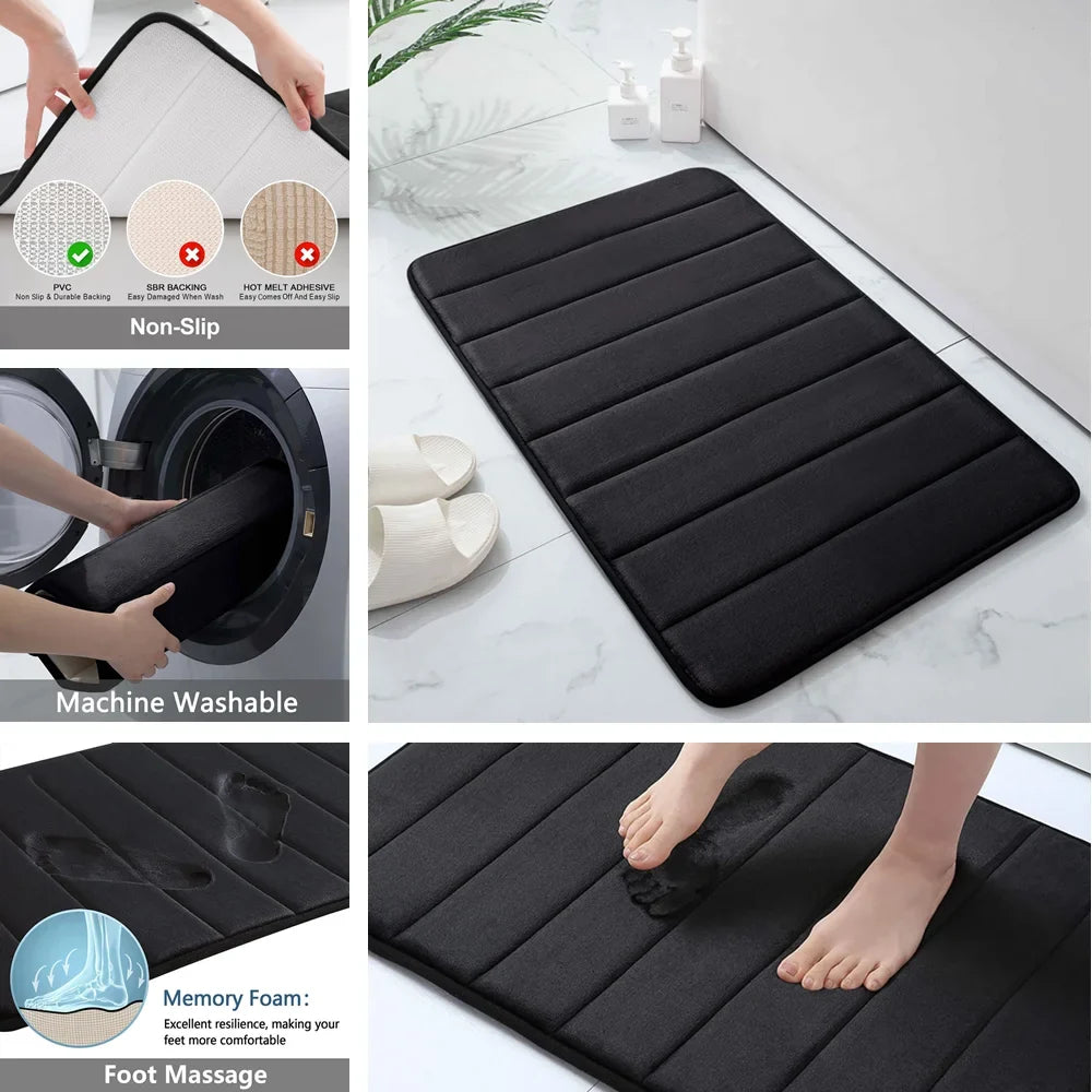 Memory Foam Bath Mat – Non-Slip Super Absorbent Bathroom Rug