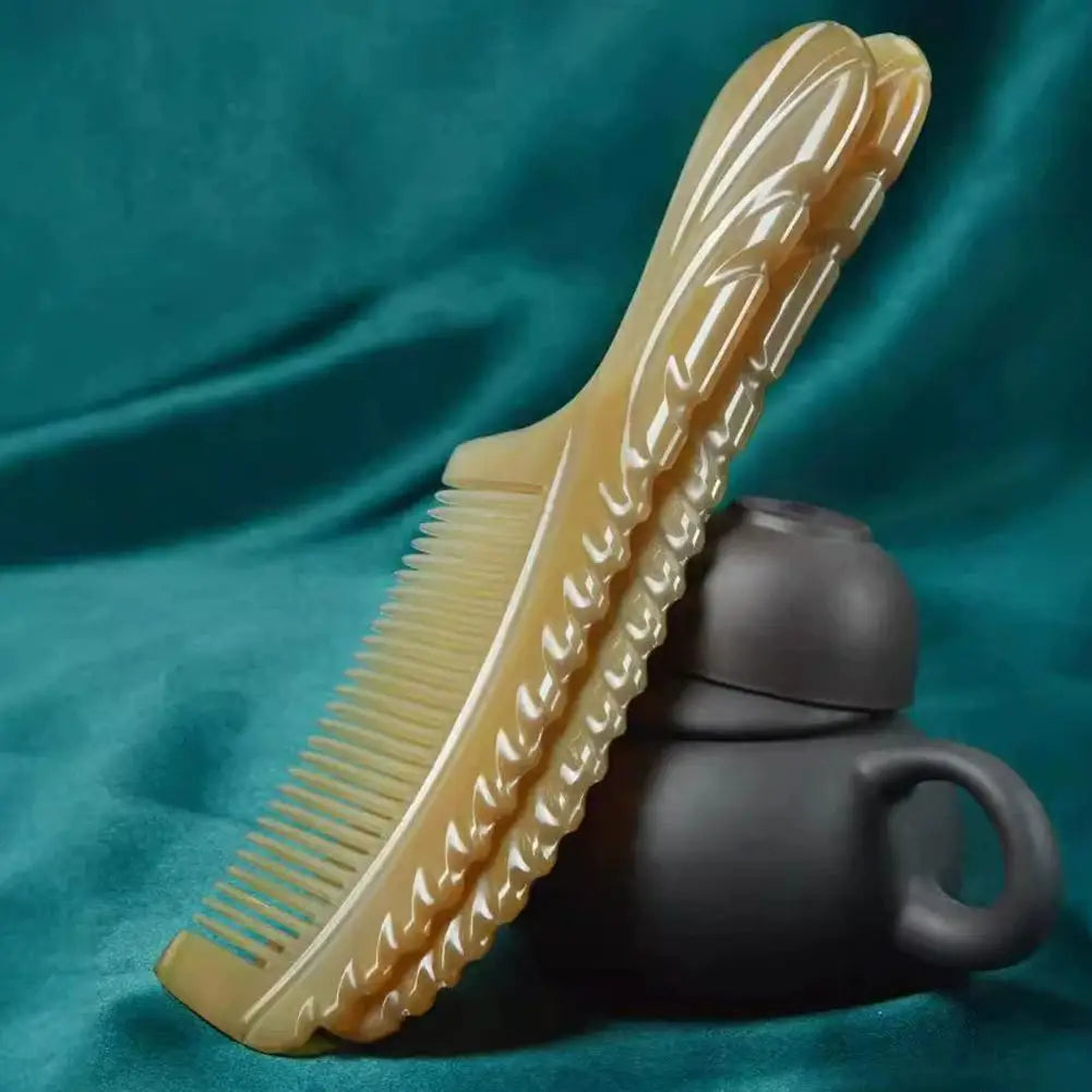 Natural Ox Horn Hair Comb – Anti-Static Fine Tooth & Scalp Massage