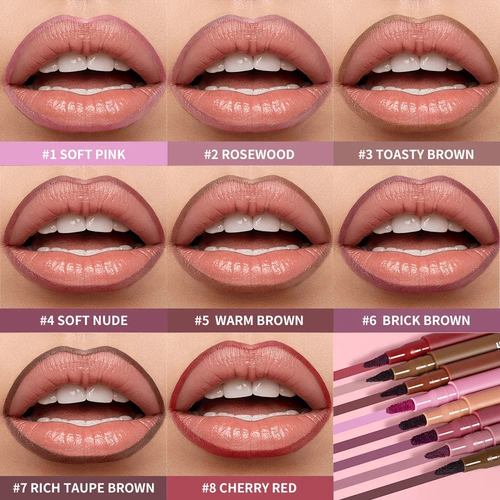 2-Pack Dual-Sided Waterproof Lip Liner & Lip Stain Set
