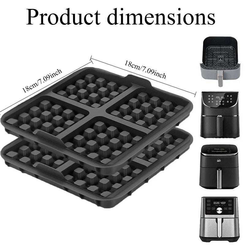 Square Waffle Maker Mold Air Fryer Non-stick Baking Tray Compatible