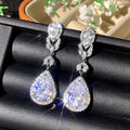 Huitan CZ Drop Earrings – Silver Elegant Wedding Jewelry