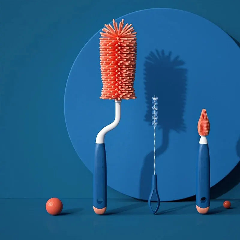 3-Piece Silicone Bottle Brush Set | 360° Baby Bottle Cleaner