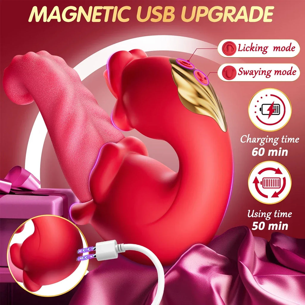 Tongue Licking Vibrator Female Powerful G-spot Vagina Massager Dildo