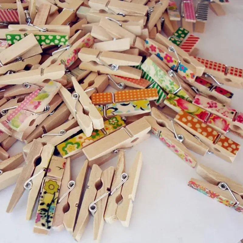 50-Pack Natural Wooden Mini Clips – Craft & Photo Clothespins