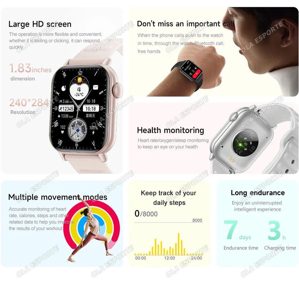 2026 Smart Watch Men Sports Fitness Bluetooth Call Heart Rate Sleep