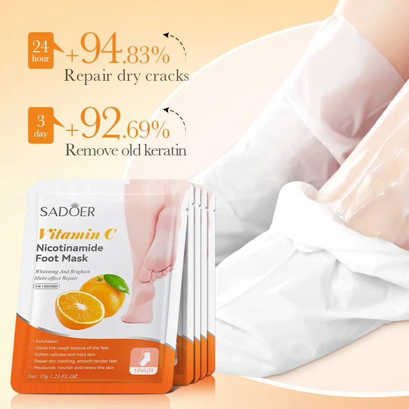 SADOER Fruit Foot Peeling Mask 6 Pairs – Exfoliating Spa Pedicure