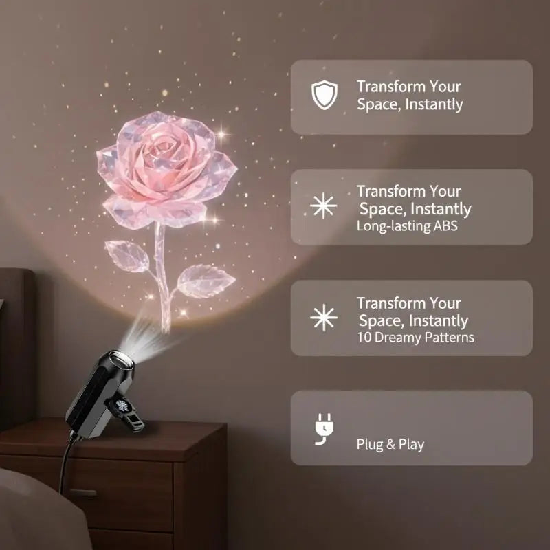 Floral Projection LED Night Light | 10 Patterns USB Powered