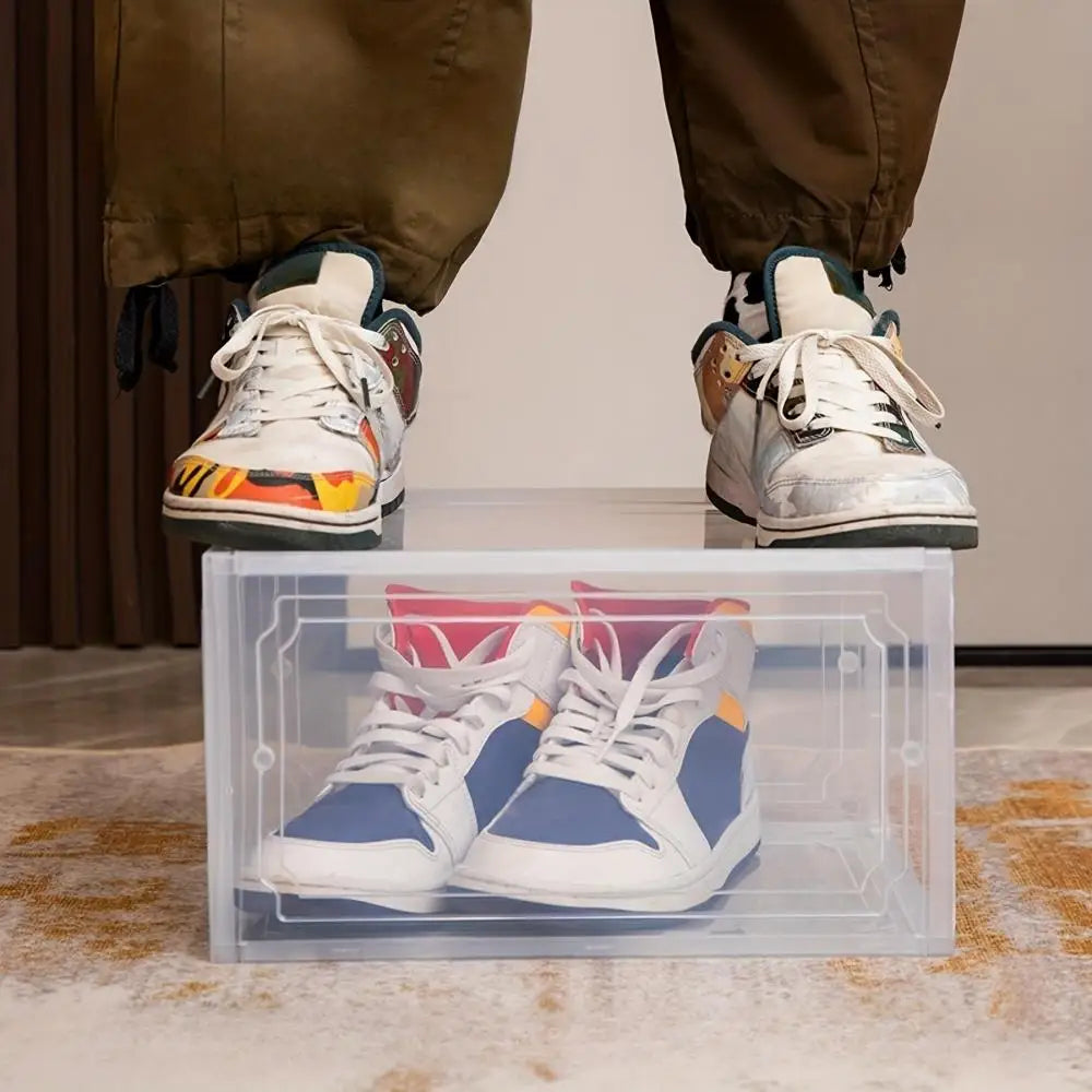 Shoe Storage Box Clear Stackable Organizer Closet Space Saving