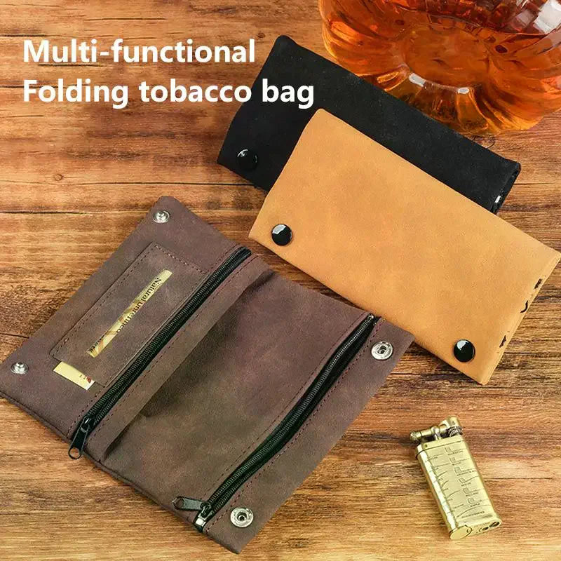 Frosted PU Leather Tobacco Pouch | Foldable Cigarette Storage Bag