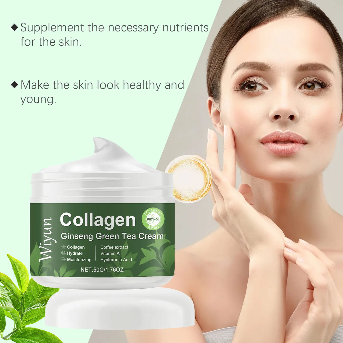 WIYUN Collagen Ginseng Green Tea Anti-Aging Face Cream 50g