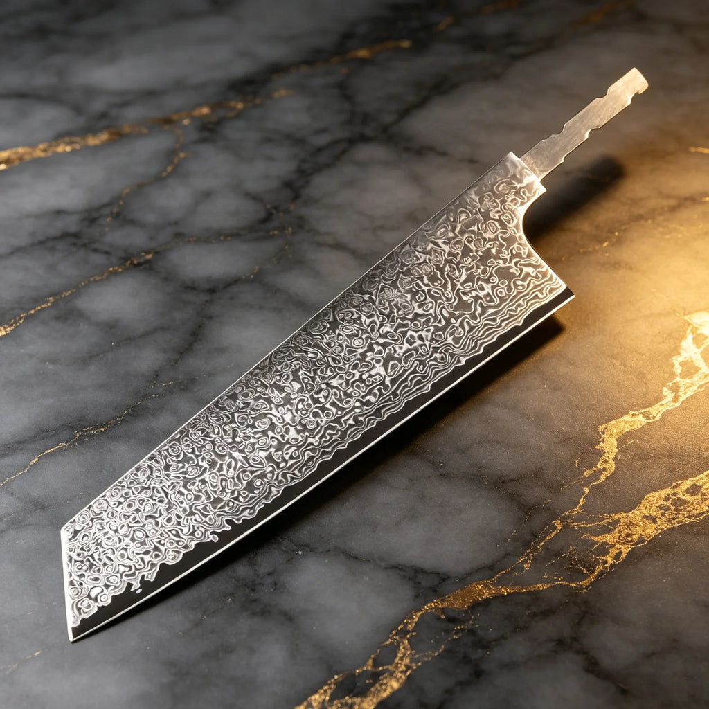 Hand Forged Damascus Steel Blade Blank – Utility Knife No Handle