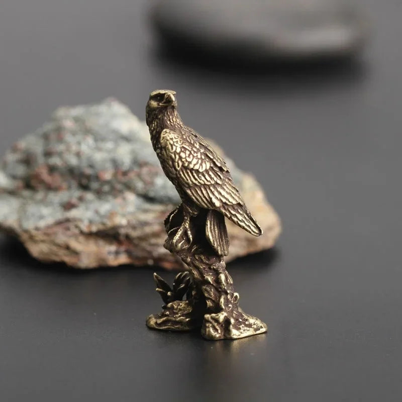 Vintage Brass Eagle Miniature Statue – Handmade Bird Figurine