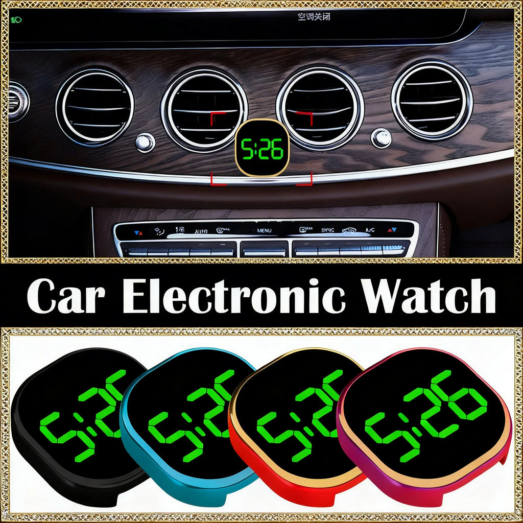 Mini LED Digital Car Clock – Stick-On Luminous Dashboard Clock