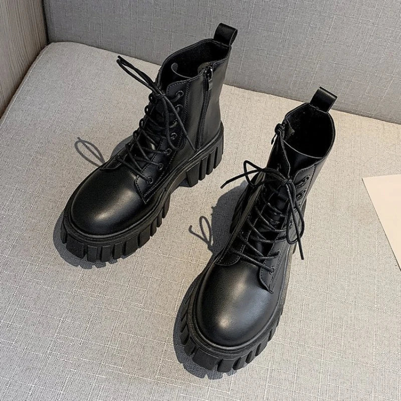 Women's Lace-Up Wedge Ankle Boots – Non-Slip Casual Boots