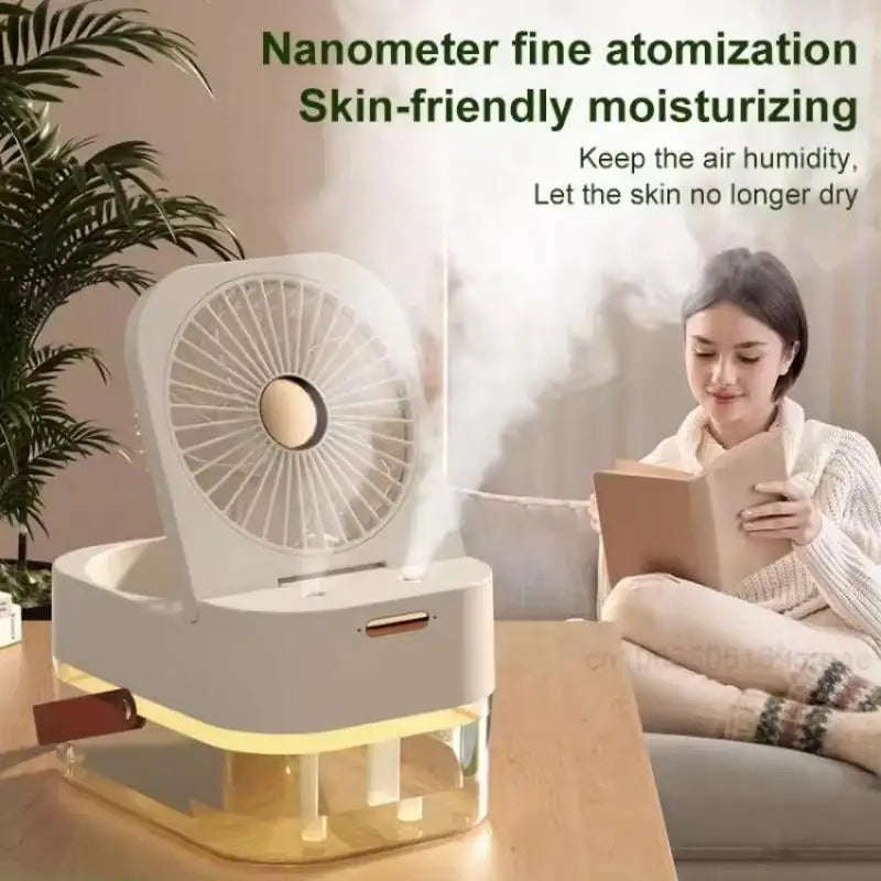 2-in-1 Portable Fan & Spray Humidifier – USB Desktop Cooler