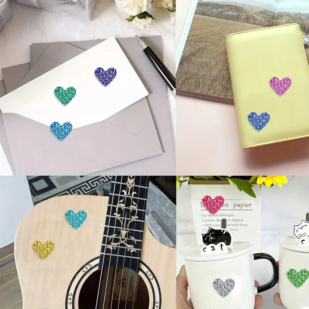 Glitter Heart Stickers Roll – 500 Sparkly Self-Adhesive Hearts