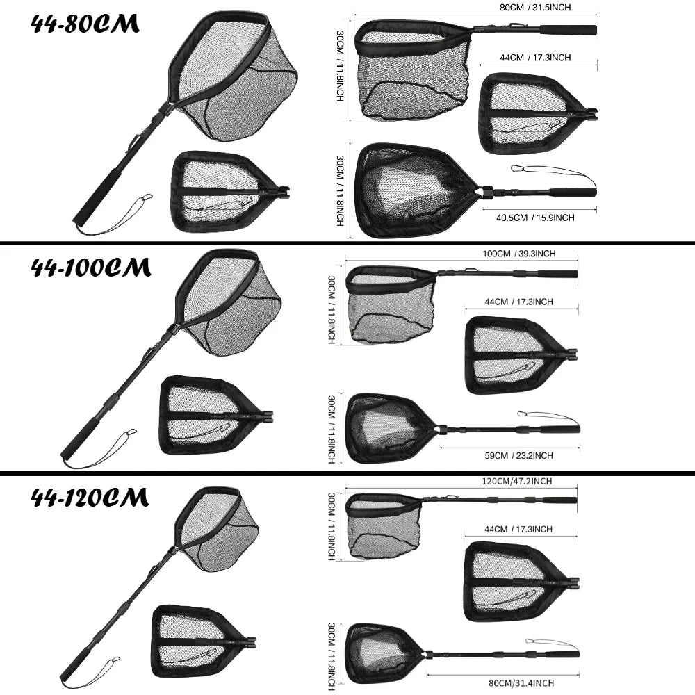 Floating Fishing Landing Net | Rubber Coated Telescoping Handle