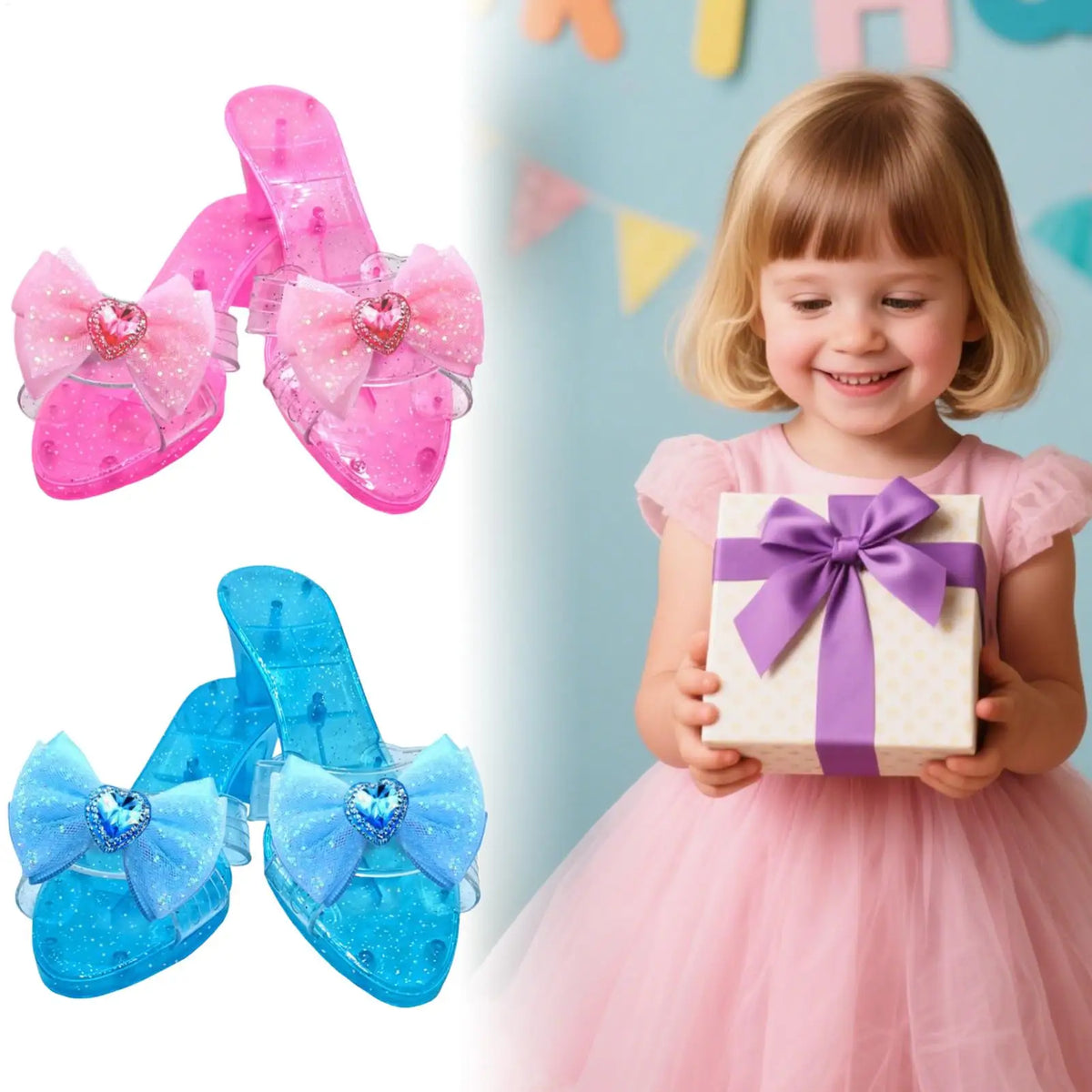 Princess Crystal Shoes Cosplay Prop Heels Pretend Play House Games