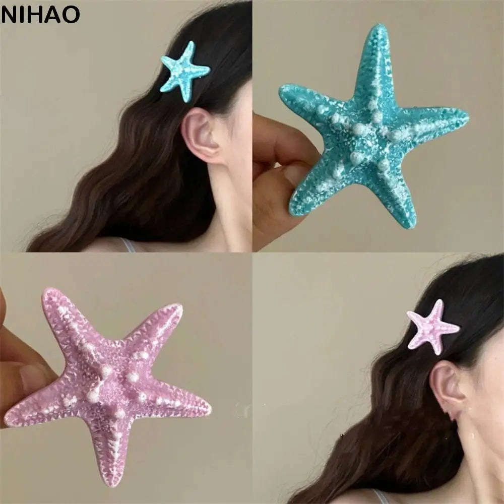 2-Pack Starfish Hair Clips – Korean Style Beach Hairpins