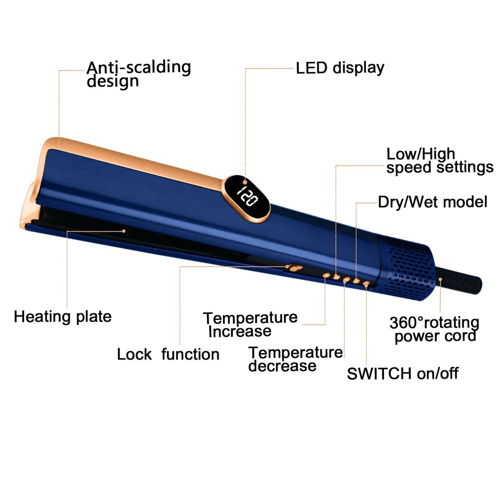 2-in-1 Airflow Hair Straightener & Dryer | LCD Ion Styler