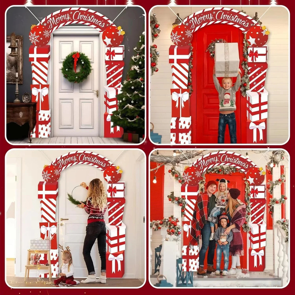 Christmas Door Decoration Merry Porch Sign Front Banner Xmas Hanging
