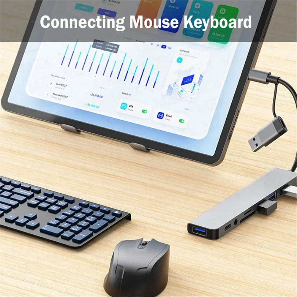 8-in-1 USB-C Hub Multiport Adapter – SD, Audio & USB 3.0