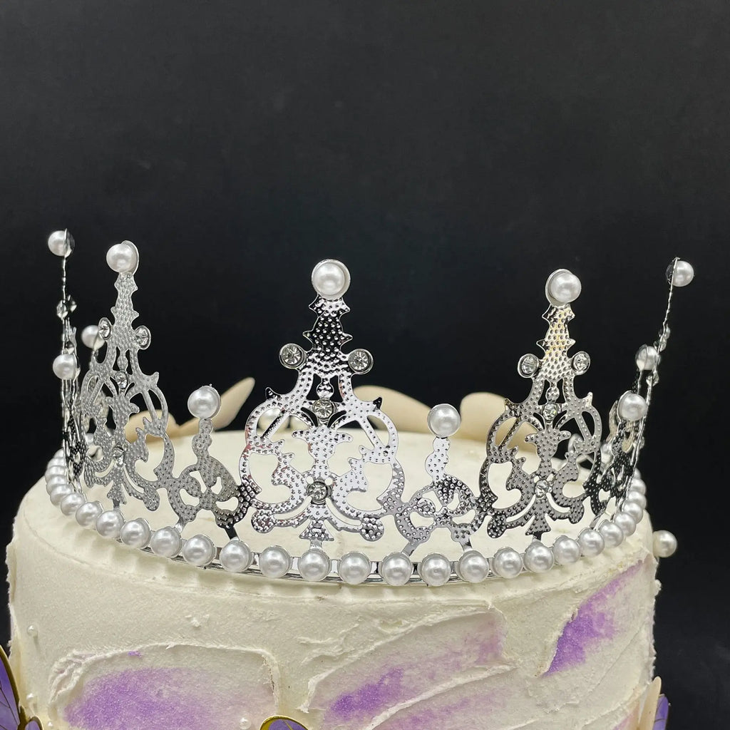 Pearl Crown Half Cake Decoration Flower Ornaments Children's Hair