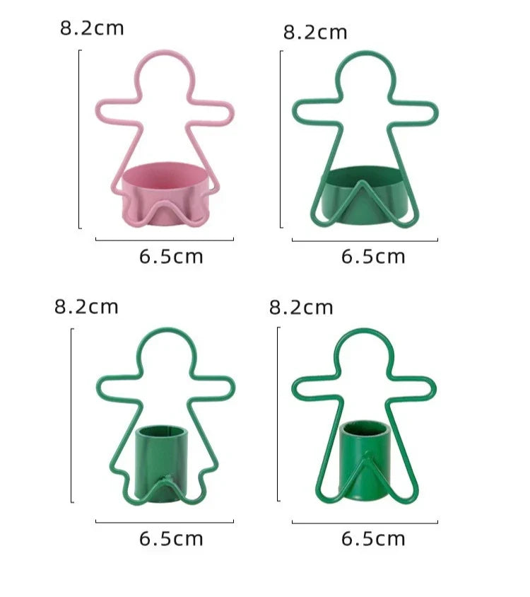 Simple Gingerbread Man Candlestick Decoration Ins Christmas-themed